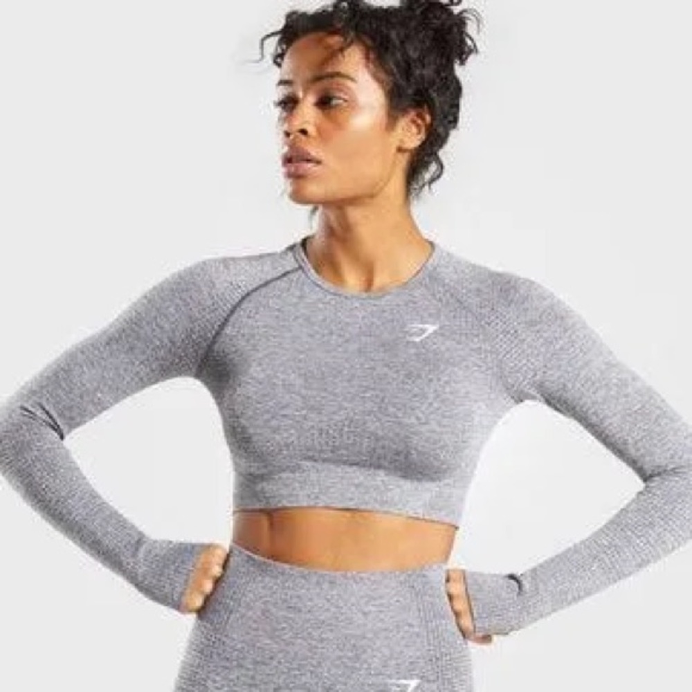 Gymshark Gray Long Sleeve Crop Top